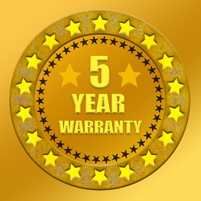5 year guarantee logo
