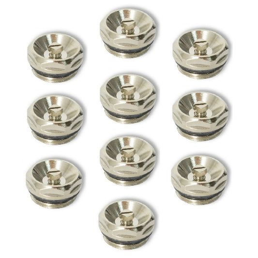 Radiator 15mm Air Vent Bleed Plug Valve 1/2" Chrome 10 PCS