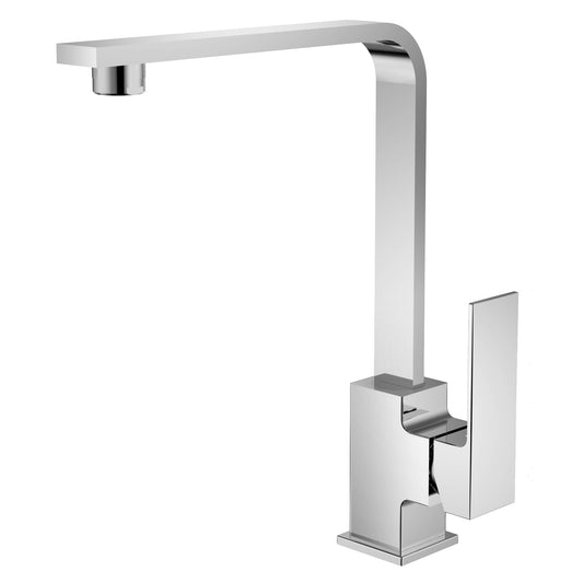 Elegant Geometric Chrome Brass Bathroom Tap with 360° Swivel Model Kpy 7182573C