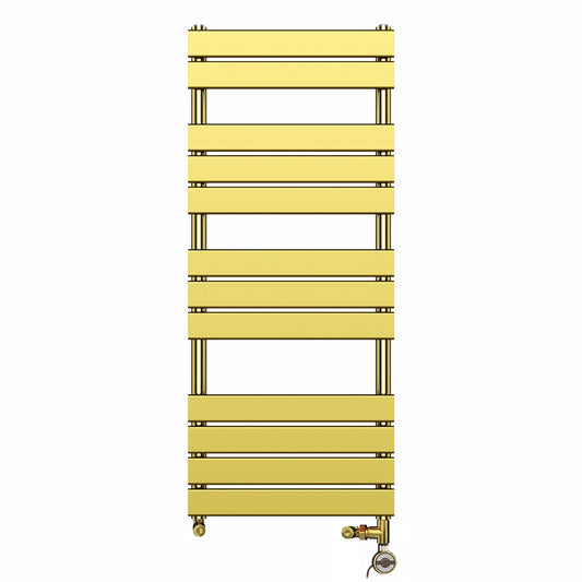 500x1200mm Dual Fuel Shiny Gold Heated Towel Rail Panel - Bathroom Designer Radiator