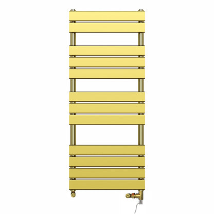  500x1200mm Dual Fuel Shiny Gold Heated Towel Rail Panel - Bathroom Designer Radiator 