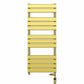 500mm Wide x 1000mm Dual Fuel Designer Flat Gold Towel Rail Radiator With Towel Holders