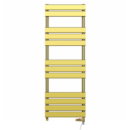  500x1400mm Dual Fuel Shiny Gold Heated Towel Rail Panel - Bathroom Designer Radiator 