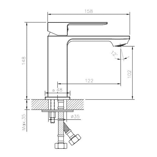 Elegant Geometric Chrome Brass Bathroom Tap Model Kpy 1273573C