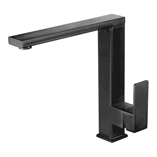 Elegant Geometric Black Brass Bathroom Tap with 360° Swivel Model Kpy 3003Mb