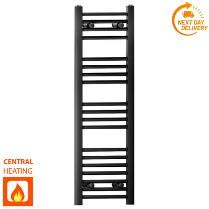  350mm x 1000mm Matt Black Heated Towel Rail Radiator 