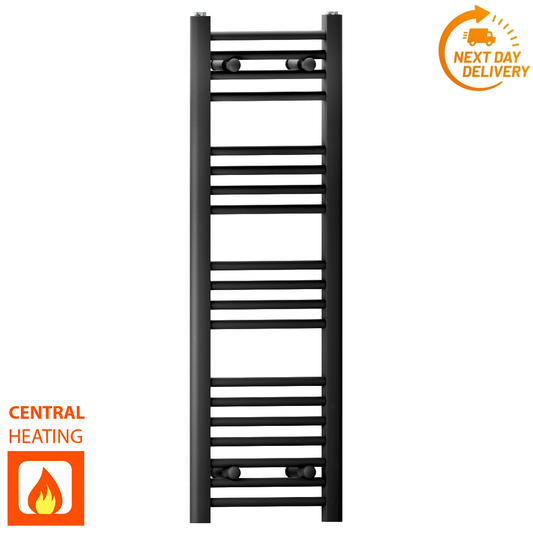 300mm x 1000mm Matt Black Heated Towel Rail Radiator