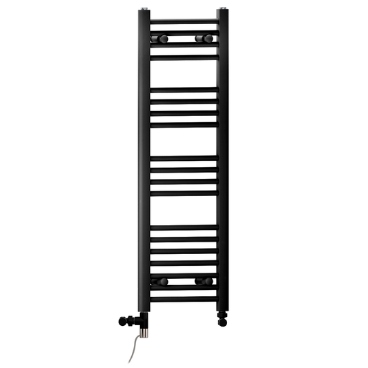 350mm x 1000mm Dual Fuel Matt Black Heated Towel Rail Radiator