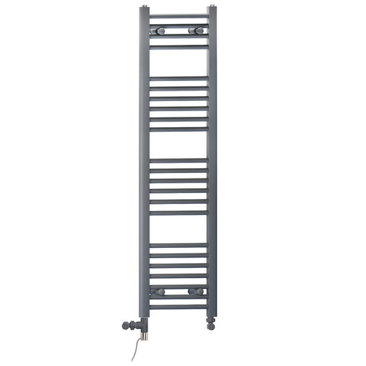 300mm x 1200mm Anthracite Grey Dual Fuel Heated Towel Rail Radiator