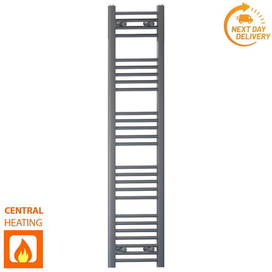 300mm x 1400mm Anthracite Grey Heated Towel Rail Radiator