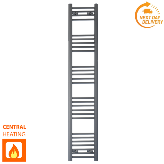 300mm x 1600mm Anthracite Grey Heated Towel Rail Radiator
