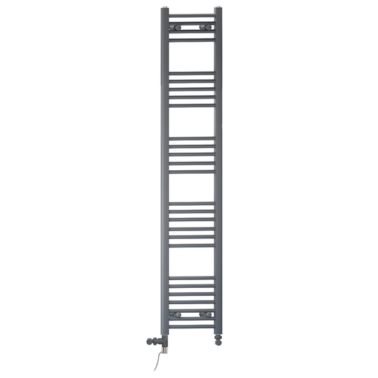 300mm x 1600mm Anthracite Gray Dual Fuel Heated Towel Rail Radiator