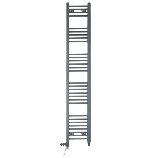 300mm x 1700mm Anthracite Grey Dual Fuel Heated Towel Rail Radiator