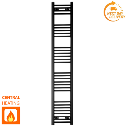  300mm x 1700mm Matt Black Heated Towel Rail Radiator 
