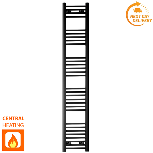 300mm x 1700mm Matt Black Heated Towel Rail Radiator
