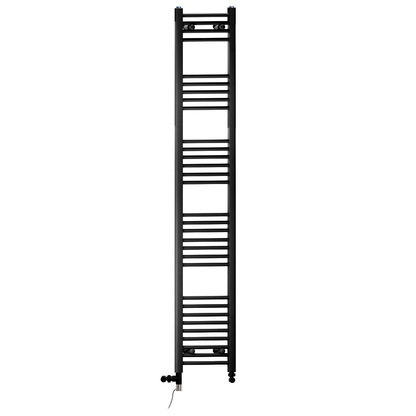  350mm x 1800mm Dual Fuel Matt Black Heated Towel Rail Radiator 