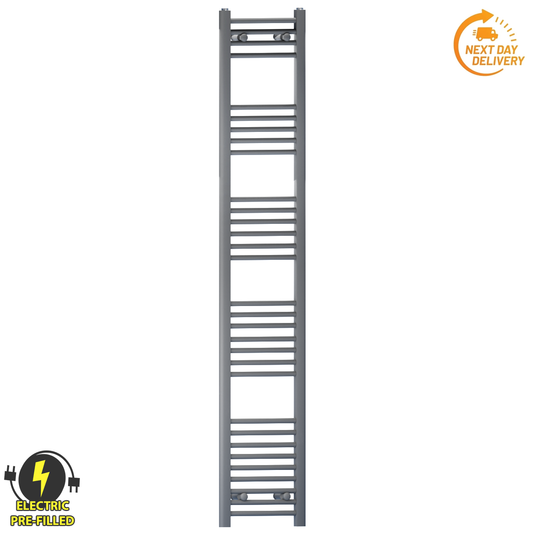 300mm x 1800mm Anthracite Grey Electric Heated Towel Rail Radiator