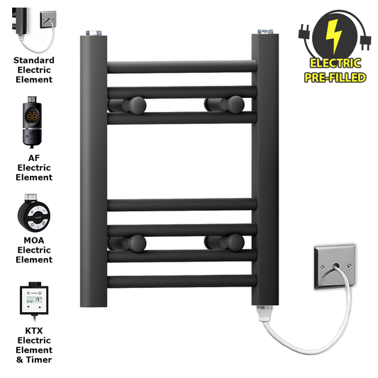 350mm x 400mm Small Matt Black Electric Heated Towel Rail Radiator