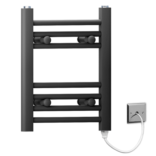 300mm x 400mm Small Matt Black Electric Heated Towel Rail Radiator
