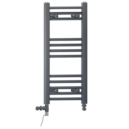  300mm x 700mm Small Anthracite Grey Dual Fuel Heated Towel Rail Radiator 