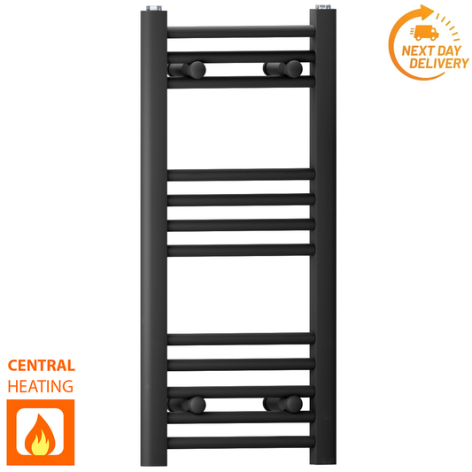350mm x 700mm Small Matt Black Heated Towel Rail Radiator