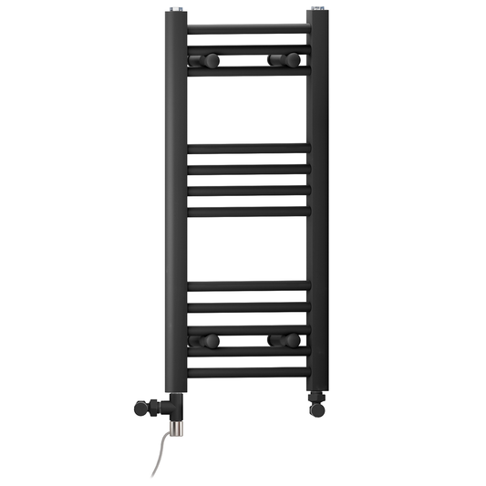 300mm x 700mm Dual Fuel Small Matt Black Heated Towel Rail Radiator