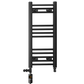 350mm x 700mm Dual Fuel Small Matt Black Heated Towel Rail Radiator 