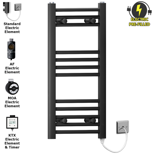 350mm x 700mm Small Matt Black Electric Heated Towel Rail Radiator