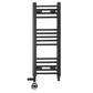 300mm x 800mm Dual Fuel Small Matt Black Heated Towel Rail Radiator 