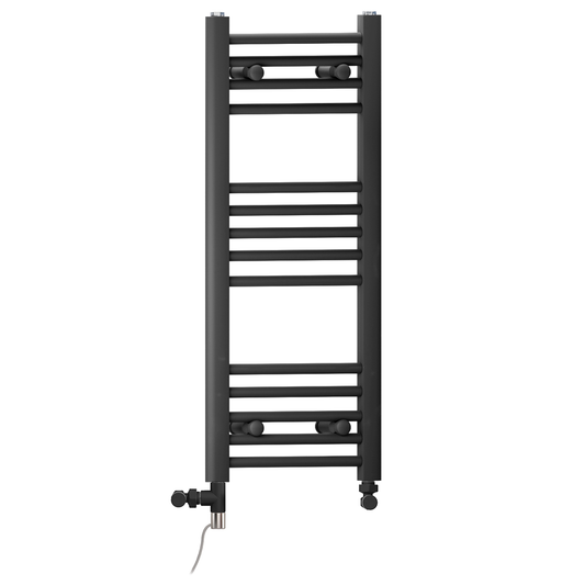 350mm x 800mm Dual Fuel Small Matt Black Heated Towel Rail Radiator