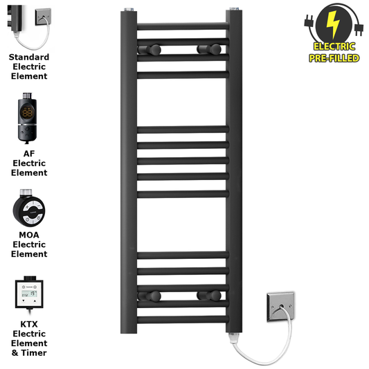 350mm x 800mm Small Matt Black Electric Heated Towel Rail Radiator
