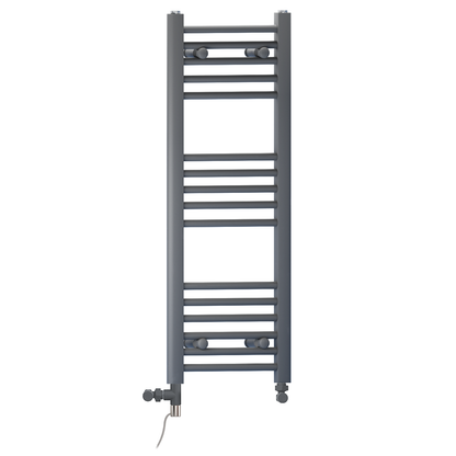  300mm x 900mm Small Anthracite Grey Dual Fuel Heated Towel Rail Radiator 