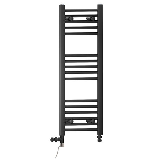 350mm x 900mm Dual Fuel Small Matt Black Heated Towel Rail Radiator