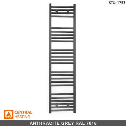 300mm x 1400mm Anthracite Grey Heated Towel Rail Radiator