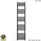 300mm x 1600mm Straight Matt Black Electric Pre-Filled Heated Towel Rail Radiator