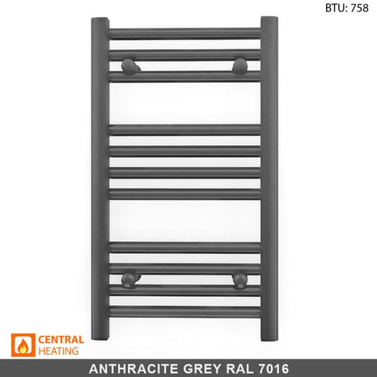 Small 300mm x 600mm Anthracite Grey Heated Towel Rail Radiator