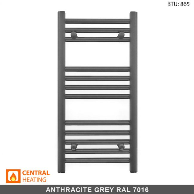 300mm Wide - Heated Towel Rail Radiator - Anthracite Grey - Straight