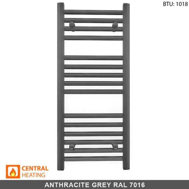 300mm Wide - Heated Towel Rail Radiator - Anthracite Grey - Straight