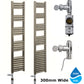 Dual Fuel 300mm Wide Accuro Korle Radiator Brushed Chrome Nickel Heated Towel Rail