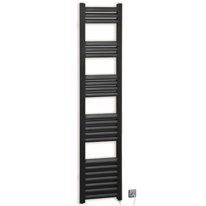 300mm Wide - Accuro Korle Matt Black Electric Heated Towel Rail Radiator