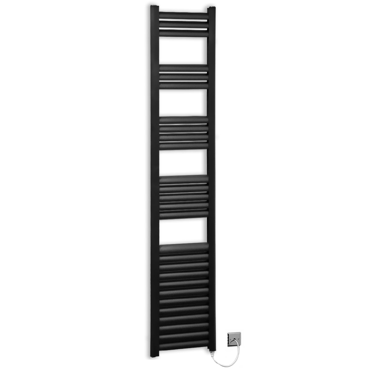 300mm Wide - Accuro Korle Matt Black Electric Heated Towel Rail Radiator