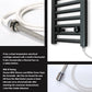 Small 400mm x 800mm Anthracite Grey Electric Pre-Filled Heated Towel Rail Radiator