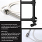 Dual Fuel Modern Matt Black Heated Towel Rail 500 x 750mm Charlotte (Incl. Valves + Electric Heating Kit) 