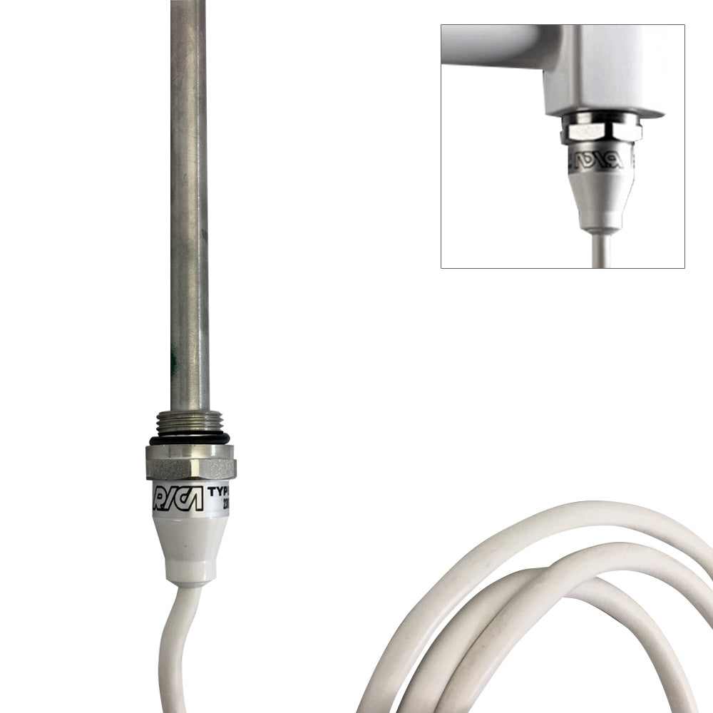 Small Dual Fuel 300mm x 900mm Straight White Heated Towel Rail - (incl. Valves + Electric Heating Kit)