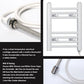 500 x 1200mm White Heated Towel Rail Radiator | Dual Fuel 19mm Tube 