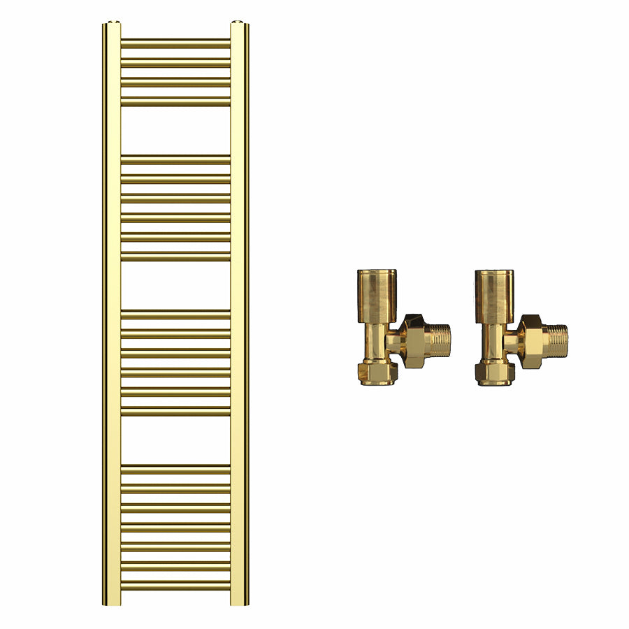 300mm x 1200mm Shiny Gold Heated Towel Rail Radiator