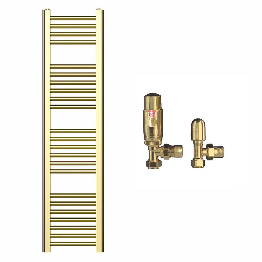 300mm x 1200mm Shiny Gold Heated Towel Rail Radiator