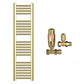300mm x 1200mm Shiny Gold Heated Towel Rail Radiator