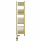 Dual Fuel - 300mm Wide - Shiny Gold- Heated Towel Rail Radiator - (incl. Valves + Electric Heating Kit)