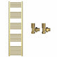 300mm x 1600mm Shiny Gold Heated Towel Rail Radiator